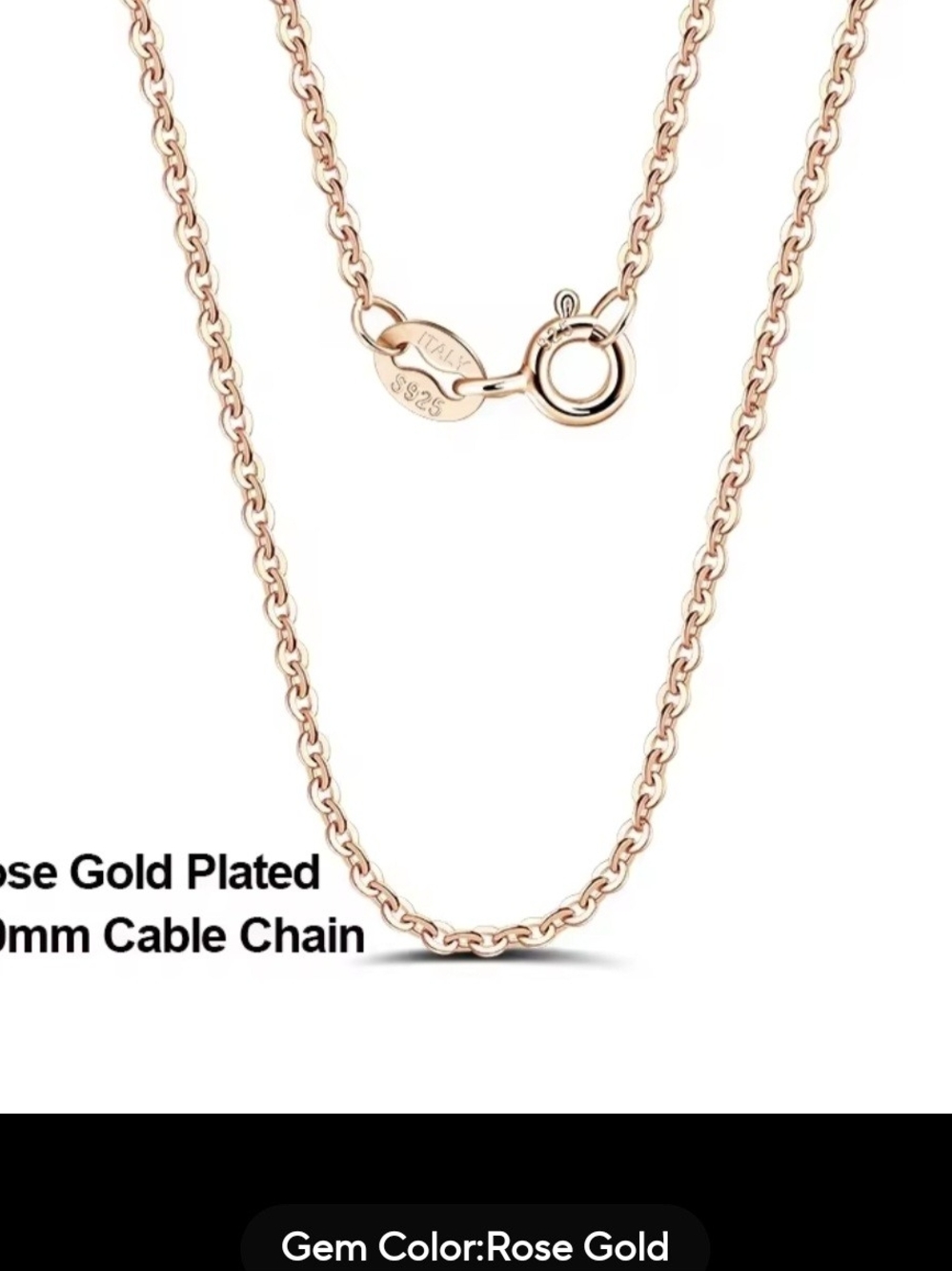 🩷💛NEW🩷💛 PRETTY!! 1.0MM ROSE GOLD S925 ITALY Cable Chain